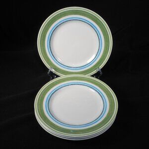 4 colorful striped salad plates. Johnson Brothers UK Farmhouse Kitchen